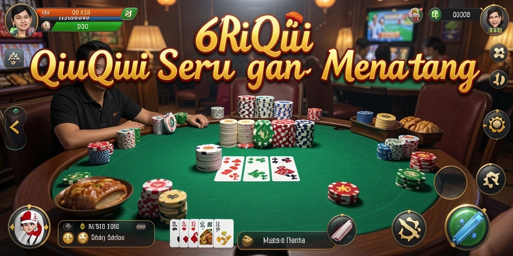 Screenshot utama menunjukkan aksi seru permainan QiuQiu di 6RT.