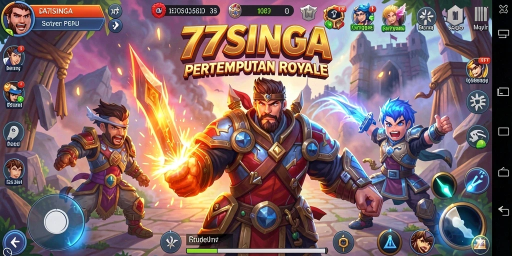 Tangkapan layar gameplay menarik dari 77SINGA dalam pertempuran Royale.
