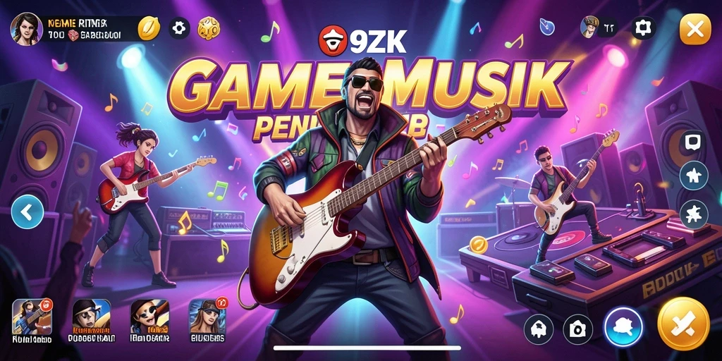 Screenshot gameplay 9ZK menampilkan pemain yang beraksi mengikuti irama musik.
