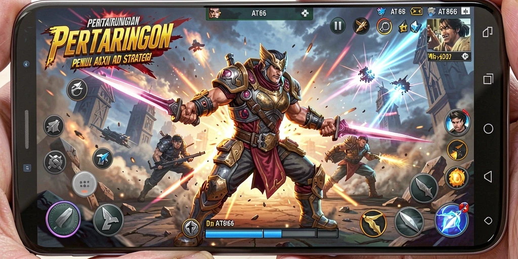 Screenshot AT866 menampilkan aksi pertarungan yang dinamis dan intens.