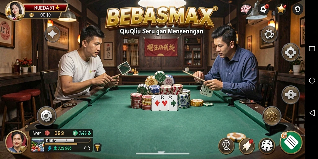 Tampilan gameplay seru dari BEBASMAX saat bermain QiuQiu.