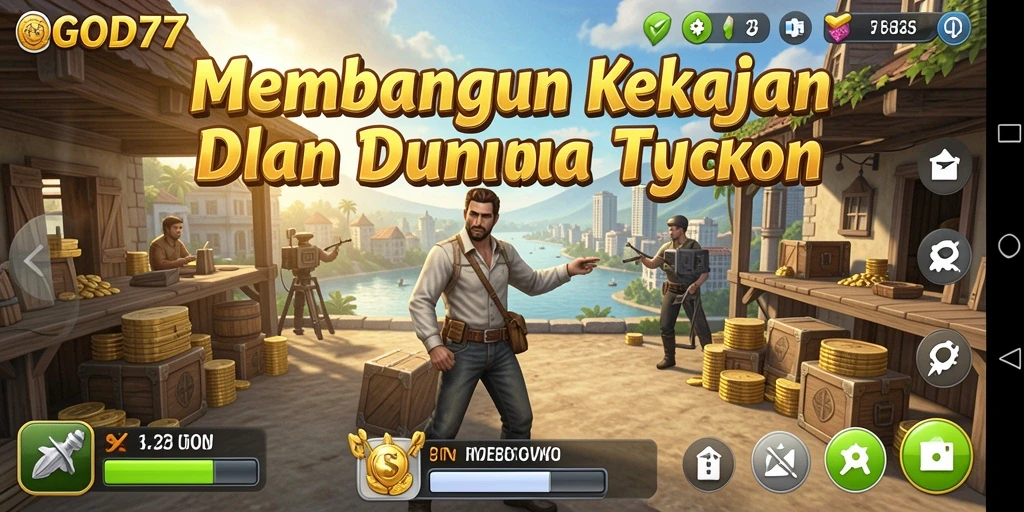 Tampilan gameplay GOD77 yang menarik dalam membangun kerajaan bisnis.