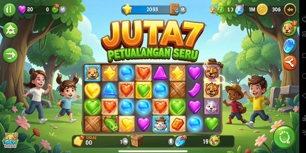 Tampilan gameplay seru dan penuh warna dalam JUTA7.