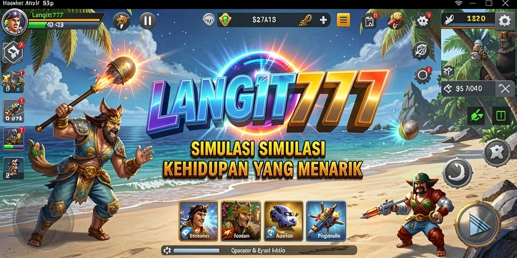 Screenshot gameplay LANGIT777 yang memperlihatkan dunia simulasi yang hidup.