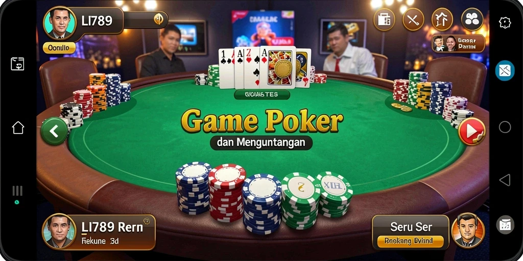 Tampilan seru gameplay Poker di LI789 dengan berbagai jenis permainan.