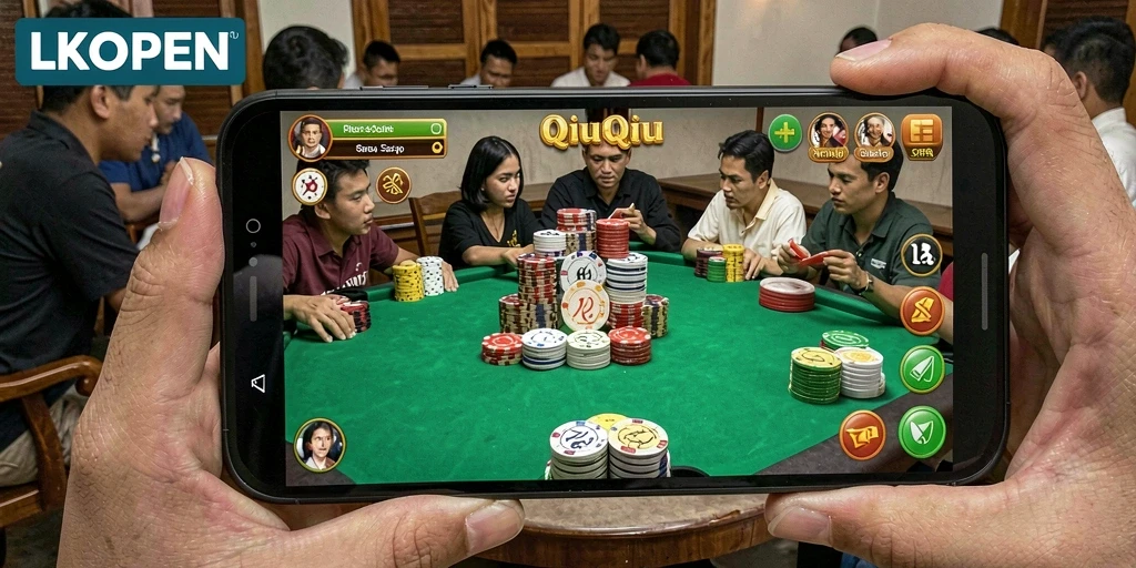 Tampilan gameplay menarik dari LKOPEN dengan kartu QiuQiu.