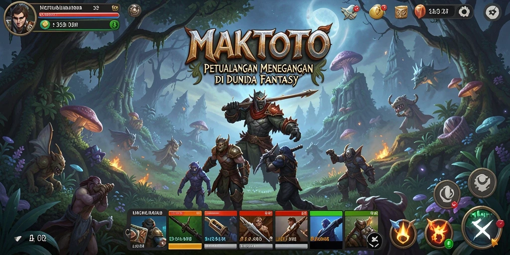 Screenshot utama MAKTOTO menampilkan aksi petualangan di dunia yang kaya.