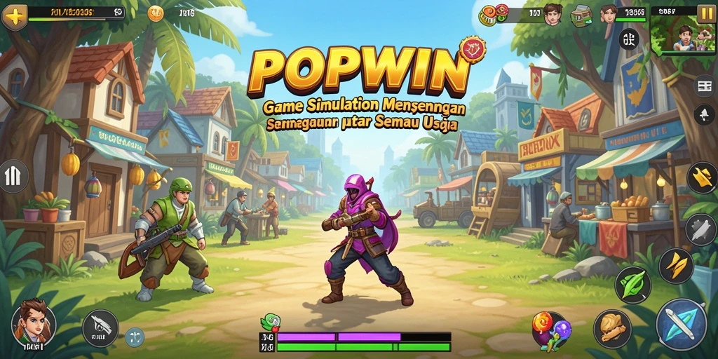 Tampilan screenshot gameplay POPWIN yang menarik dengan elemen simulation.