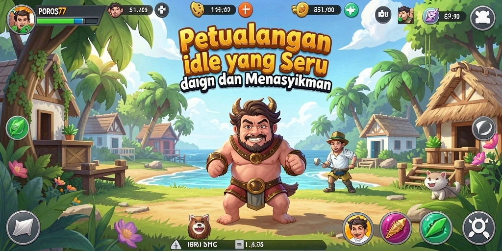 Tampilan gameplay POROS77 yang menarik dan penuh warna.