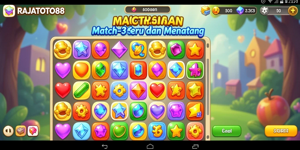 Tangkapan layar RAJATOTO88 menampilkan aksi seru permainan Match-3.