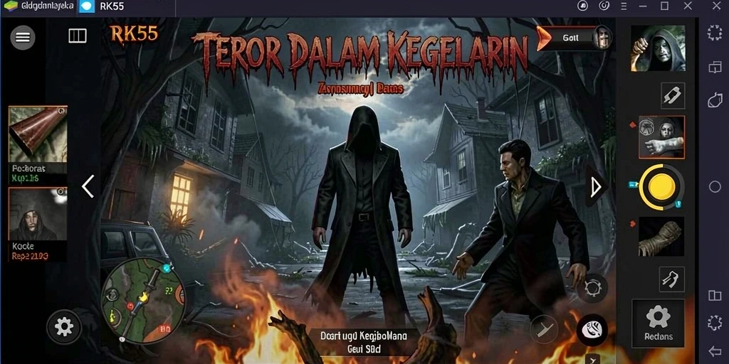 Screenshot menampilkan suasana menyeramkan dalam game RK55.