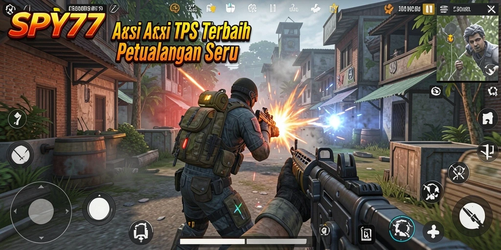 Screenshot gameplay SPY77 menampilkan aksi seru dalam mode TPS.