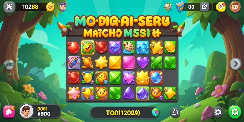 Screenshot hasil gameplay TO288 menampilkan kombinasi Match-3 yang menarik.