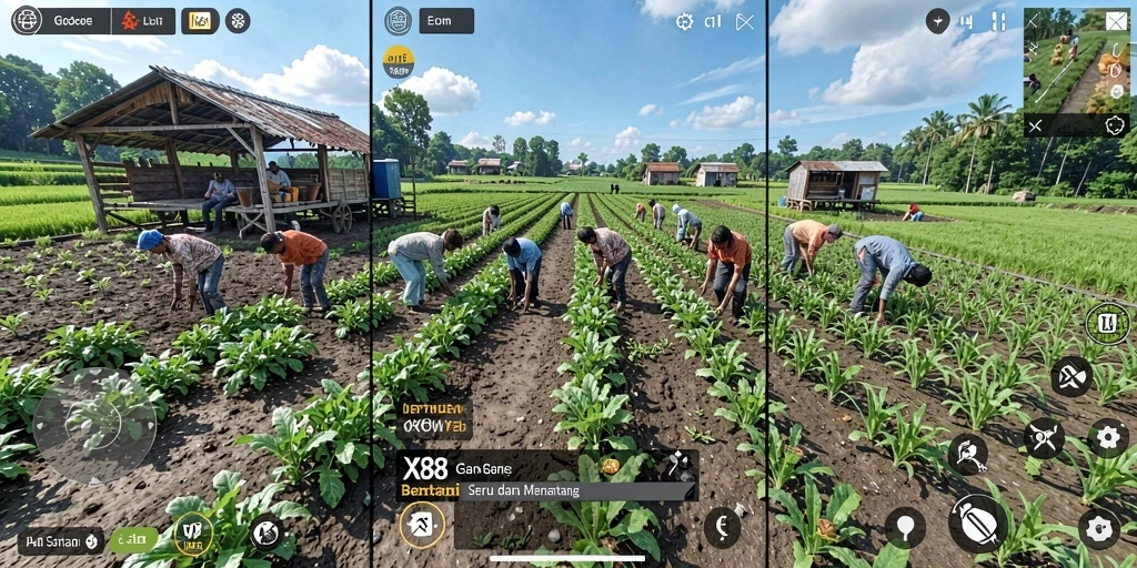 Tangkapan layar utama X88 menampilkan gameplay bertani yang menarik dan interaktif.