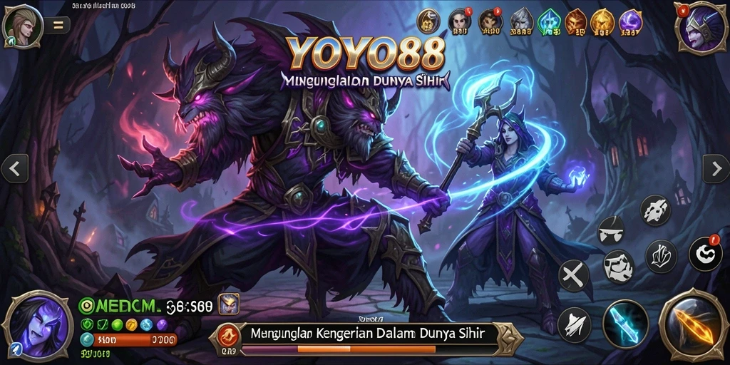 Tangkapan layar utama dari YOYO88 menunjukkan makhluk menyeramkan yang mengintimidasi.