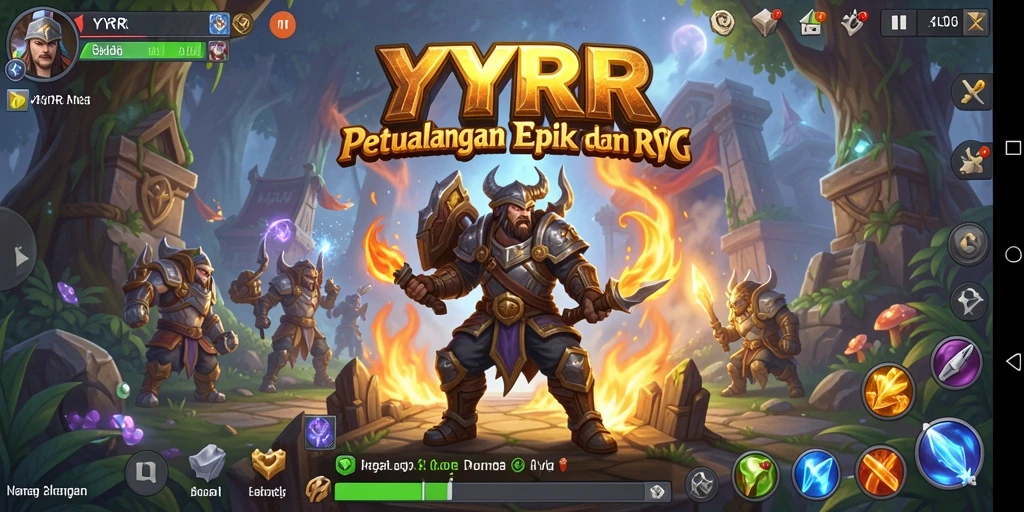 Screenshot utama YYRR menampilkan aksi seru dalam pertempuran RPG.