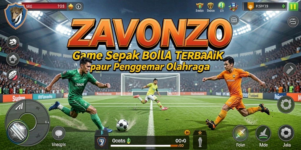 Tampilan gameplay ZAVONZO yang mendebarkan dengan aksi sepak bola nyata.